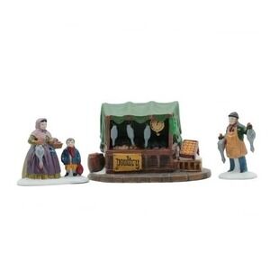 DEPT 56 THE HERITAGE VILLAGE COLLECTION POULTRY MARKET -SET OF 3 - RETIRED